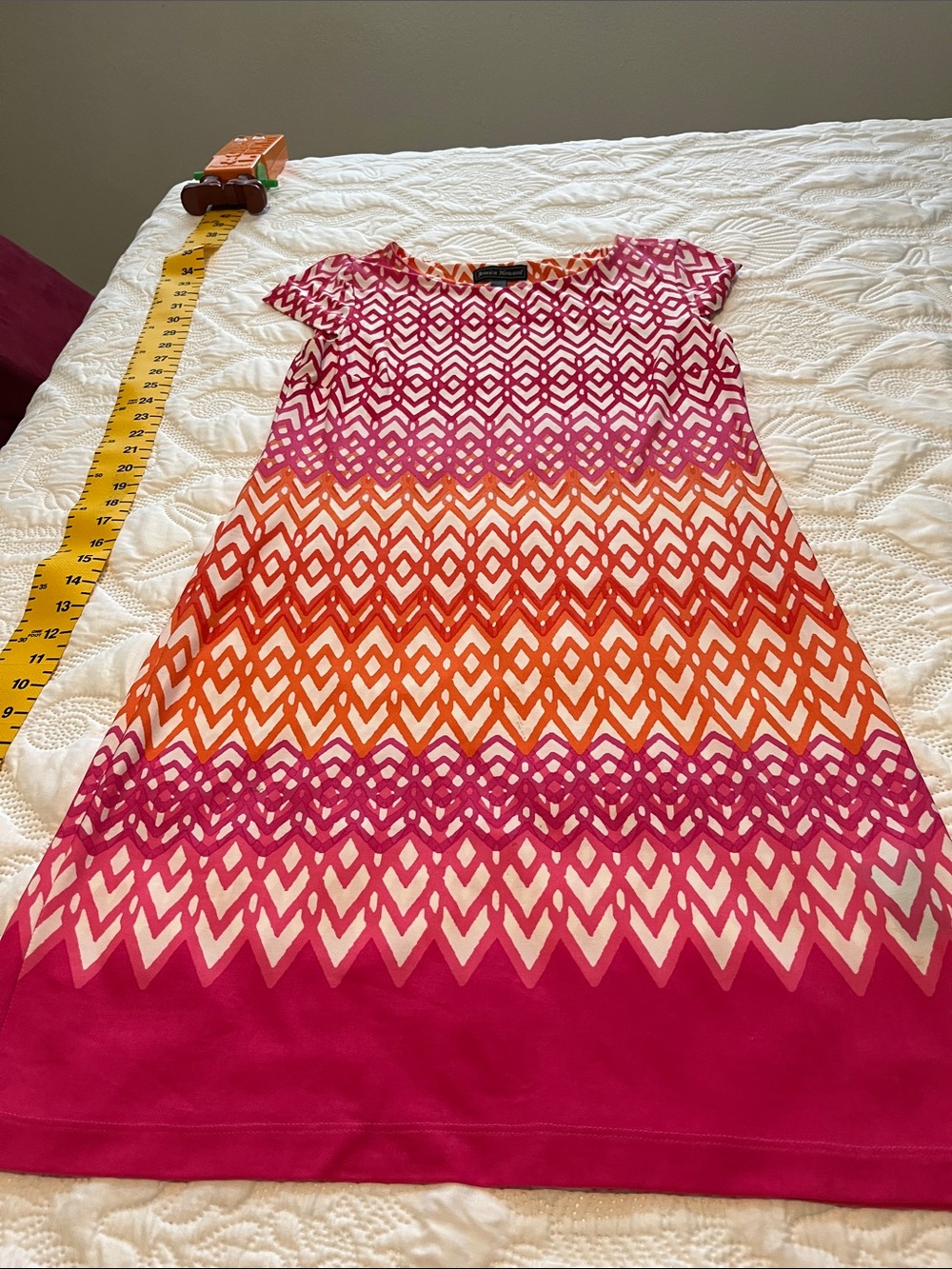 Jessica Howard Pink Orange Chevron Geometric Shift Dress